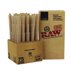 Conos de Papel RAW Cone Natural Unrefined Rolling Papers Classic - 75pzs