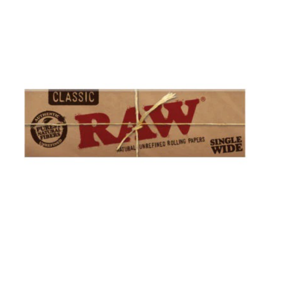Papel RAW Natural Unrefined Rolling Papers Cut Corners (Single Wide) - 50pzs